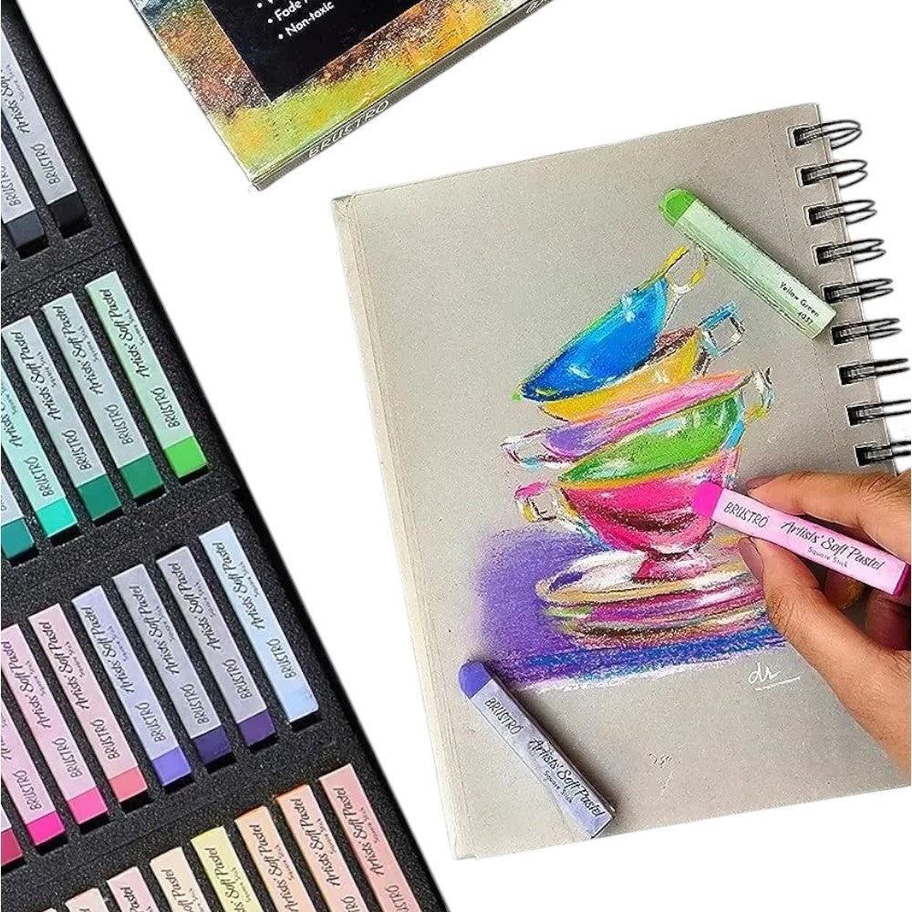 Brustro Soft Pastels Used for Blending and Shading on Artwork